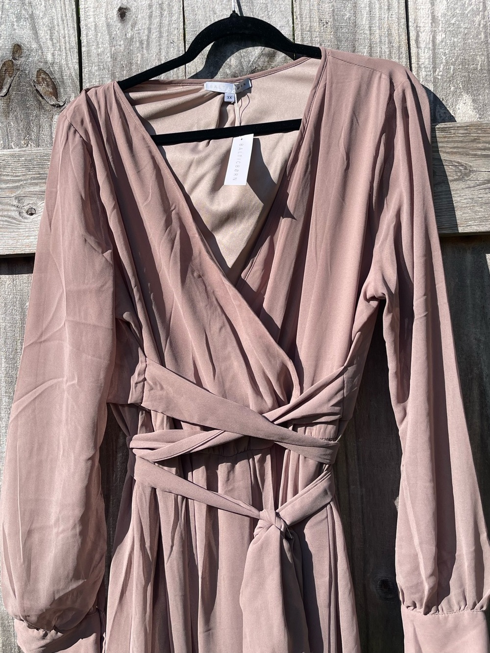 Baltic Born Beige Dusty Rose Wrap Maxi Dress 3X TALL - Picture 2 of 12